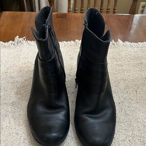 Clarks Black Leather Ankle Booties